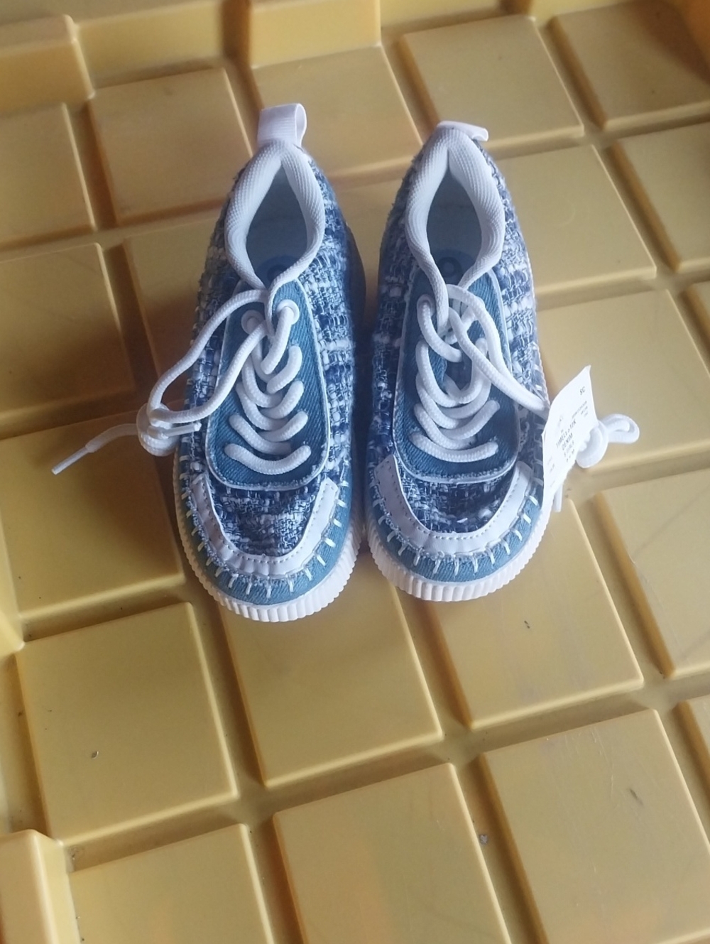 Link Blue and White Kids Patterned Lace-Up Sneakers